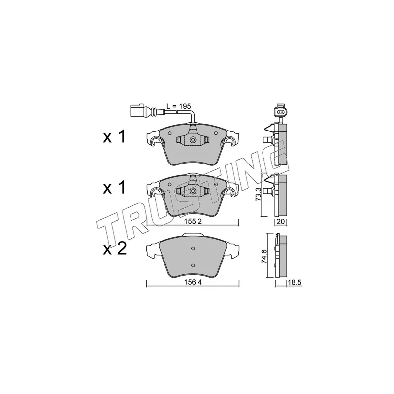 Jeu de 4 plaquettes de frein avant TRUSTING 568.0 - Visuel 1