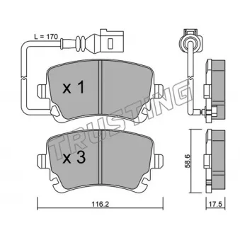 Jeu de 4 plaquettes de frein arrière TRUSTING OEM 7H0698451B
