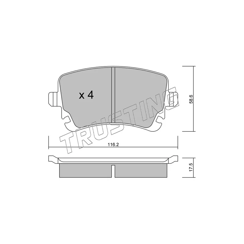 Jeu de 4 plaquettes de frein arrière TRUSTING 570.2 - Visuel 1