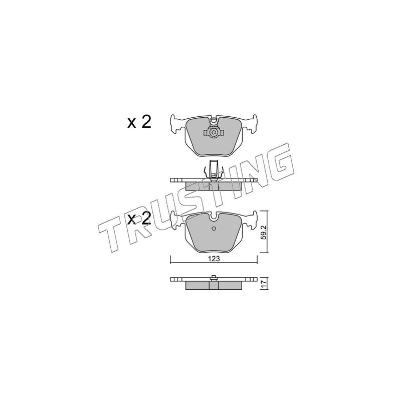 Jeu de 4 plaquettes de frein arrière TRUSTING 576.0 - Visuel 1