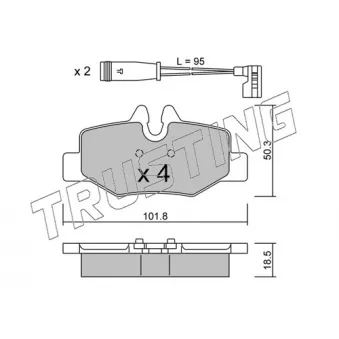 Jeu de 4 plaquettes de frein arrière TRUSTING OEM 0064204420