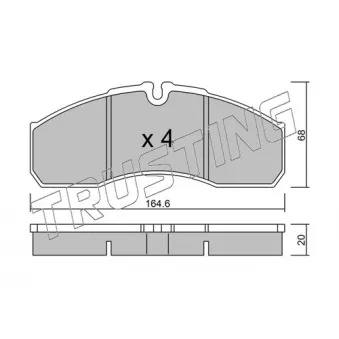 Jeu de 4 plaquettes de frein avant TRUSTING OEM 410609X129