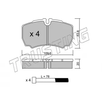 Jeu de 4 plaquettes de frein arrière TRUSTING OEM 42561101