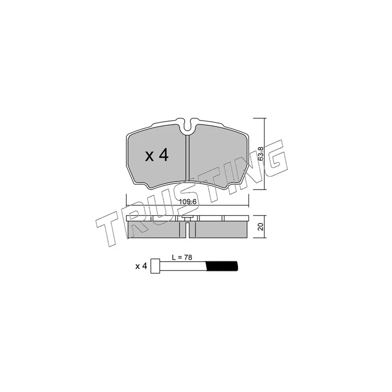 Jeu de 4 plaquettes de frein arrière TRUSTING 620.0 - Visuel 1