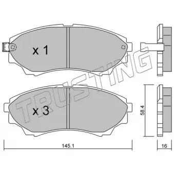 Jeu de 4 plaquettes de frein avant TRUSTING OEM 3M352001AA
