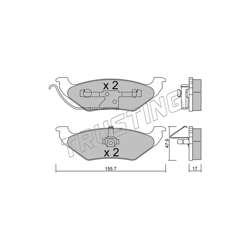 Jeu de 4 plaquettes de frein arrière TRUSTING 640.0 - Visuel 1