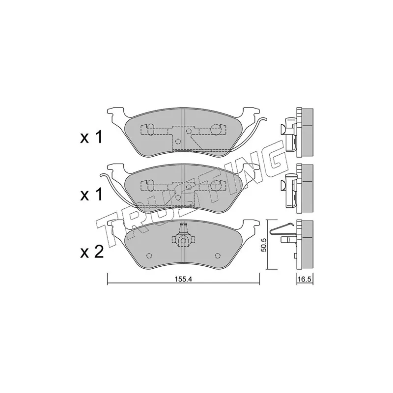 Jeu de 4 plaquettes de frein arrière TRUSTING 641.0 - Visuel 1