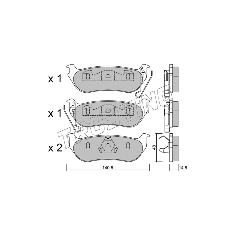 Jeu de 4 plaquettes de frein arrière TRUSTING 643.0 - Visuel 1