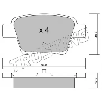 Jeu de 4 plaquettes de frein arrière TRUSTING OEM 425401