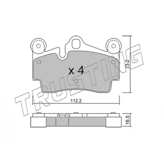 Jeu de 4 plaquettes de frein arrière TRUSTING OEM 95535293902
