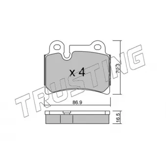 Jeu de 4 plaquettes de frein arrière TRUSTING OEM 7L6698451B