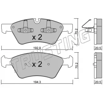 Jeu de 4 plaquettes de frein avant TRUSTING OEM A1644201820