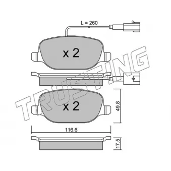Jeu de 4 plaquettes de frein arrière TRUSTING OEM 68240540AA
