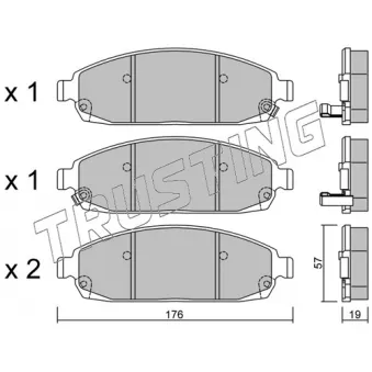 Jeu de 4 plaquettes de frein avant TRUSTING OEM 05080868AB