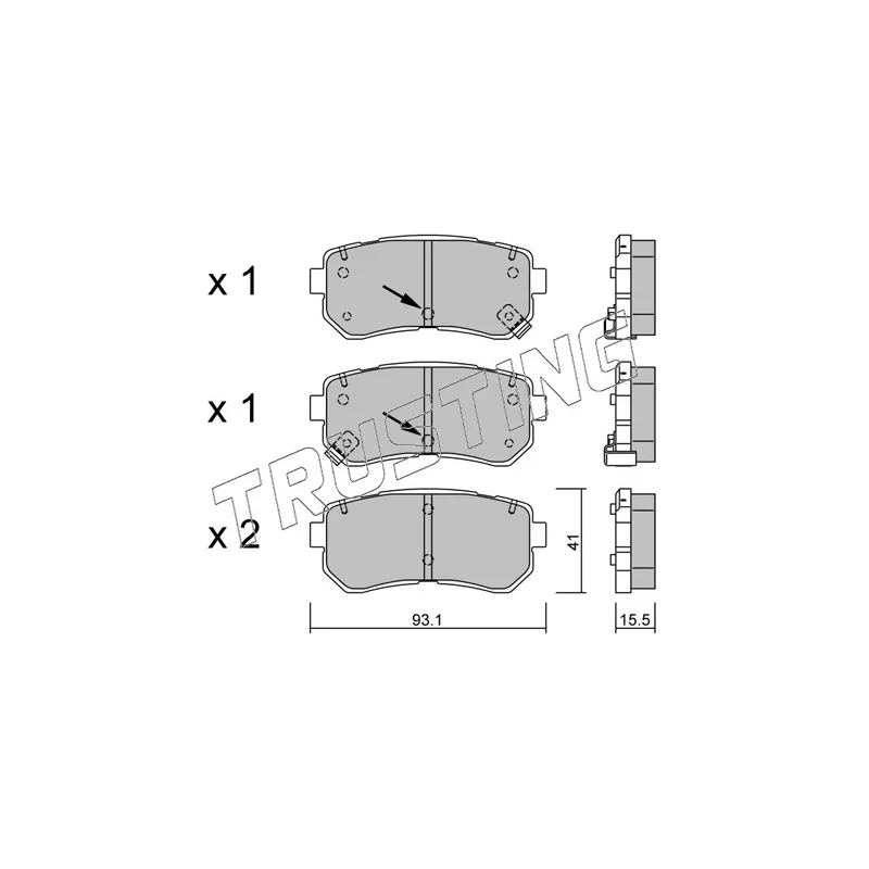 Jeu de 4 plaquettes de frein arrière TRUSTING 741.1 - Visuel 1