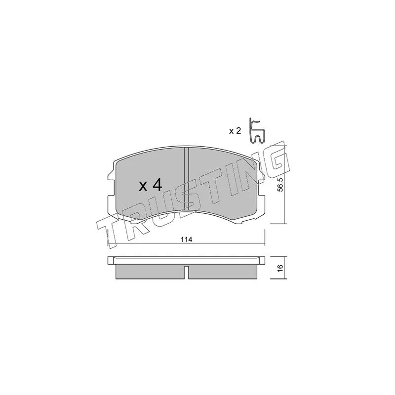 Jeu de 4 plaquettes de frein avant TRUSTING 752.0 - Visuel 1