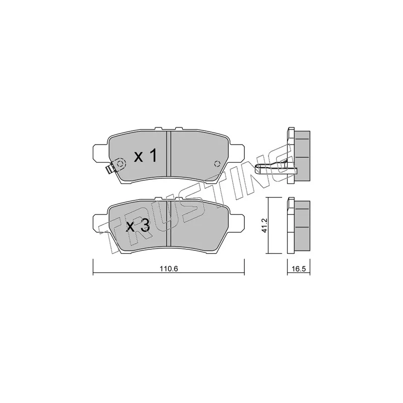 Jeu de 4 plaquettes de frein arrière TRUSTING 760.0 - Visuel 1