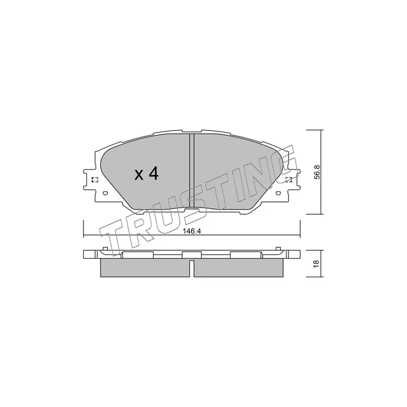 Jeu de 4 plaquettes de frein avant TRUSTING 764.0 - Visuel 1