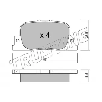 Jeu de 4 plaquettes de frein arrière TRUSTING OEM 1037509400