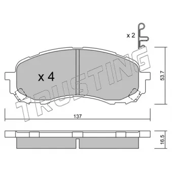Jeu de 4 plaquettes de frein avant TRUSTING OEM 26296AE150