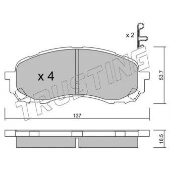 Jeu de 4 plaquettes de frein avant TRUSTING 778.0