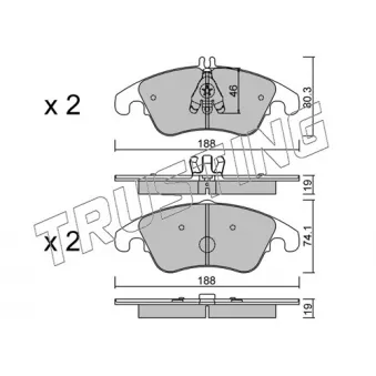 Jeu de 4 plaquettes de frein avant TRUSTING OEM A0064202820