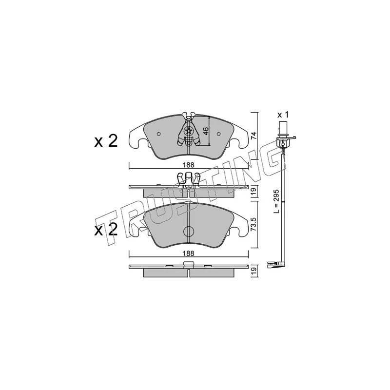 Jeu de 4 plaquettes de frein avant TRUSTING 791.4W - Visuel 1