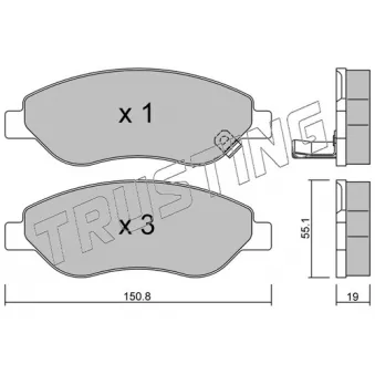 Jeu de 4 plaquettes de frein avant TRUSTING OEM 1605228