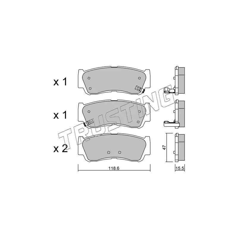 Jeu de 4 plaquettes de frein arrière TRUSTING 804.0 - Visuel 1