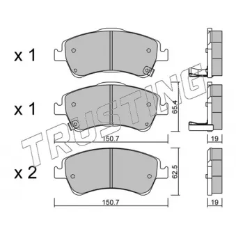 Jeu de 4 plaquettes de frein avant TRUSTING OEM 0446502170