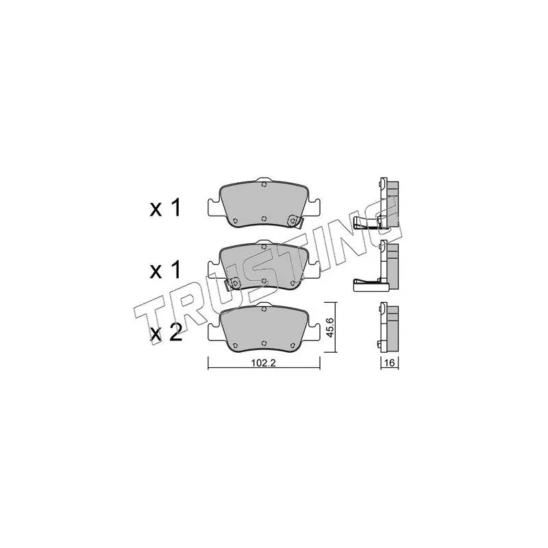 Jeu de 4 plaquettes de frein arrière TRUSTING 812.0 - Visuel 1