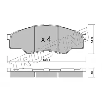 Jeu de 4 plaquettes de frein avant TRUSTING OEM 044650K160