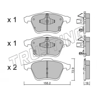 Jeu de 4 plaquettes de frein avant TRUSTING OEM GPYA3323ZC