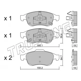 Jeu de 4 plaquettes de frein avant TRUSTING OEM 77367213