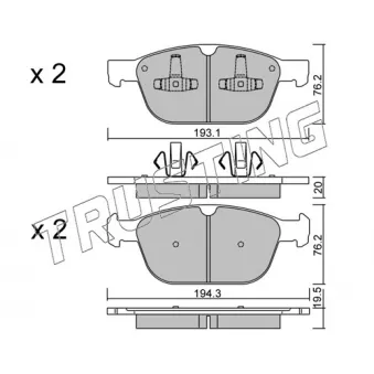 Jeu de 4 plaquettes de frein avant TRUSTING OEM 31687104