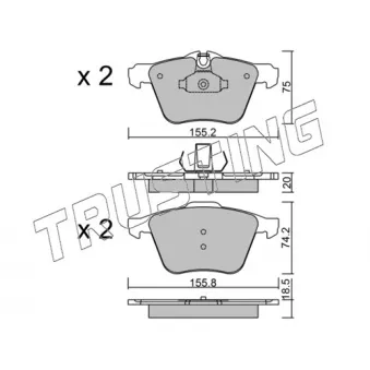 Jeu de 4 plaquettes de frein avant TRUSTING OEM C2D31788