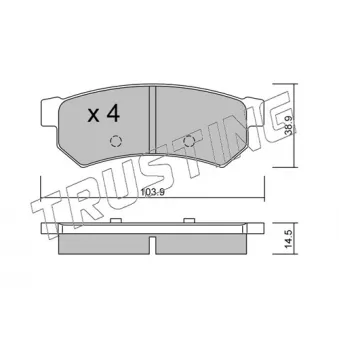 Jeu de 4 plaquettes de frein arrière TRUSTING OEM 96800089