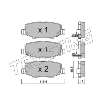 Jeu de 4 plaquettes de frein avant TRUSTING OEM 287042300159