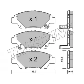 Jeu de 4 plaquettes de frein avant TRUSTING OEM 45022TF0G01