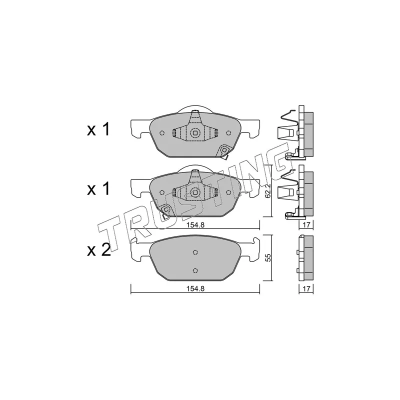 Jeu de 4 plaquettes de frein avant TRUSTING 883.0 - Visuel 1