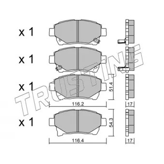 Jeu de 4 plaquettes de frein avant TRUSTING OEM 0446574020