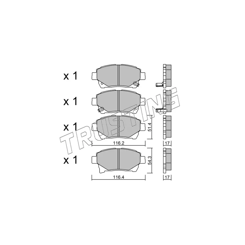 Jeu de 4 plaquettes de frein avant TRUSTING 894.0 - Visuel 1