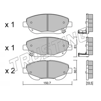 Jeu de 4 plaquettes de frein avant TRUSTING OEM 04465YZZED