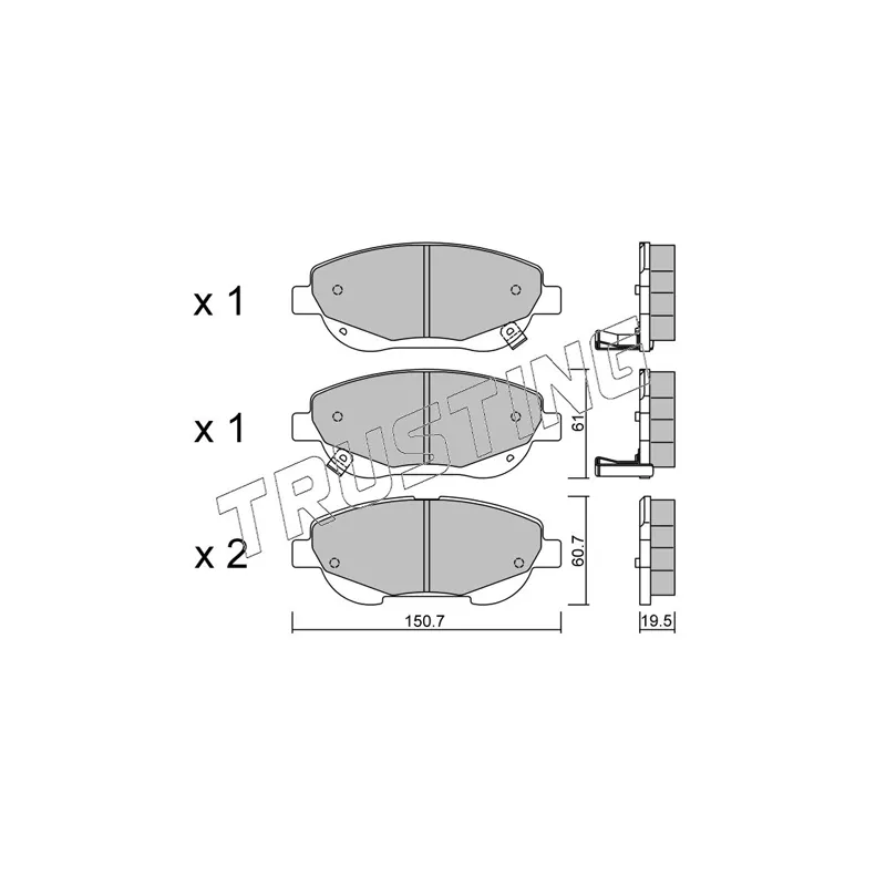 Jeu de 4 plaquettes de frein avant TRUSTING 896.0 - Visuel 1