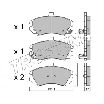 Jeu de 4 plaquettes de frein avant TRUSTING OEM 581012DA50