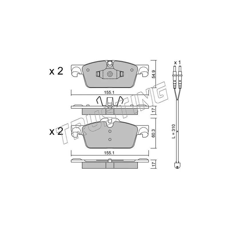 Jeu de 4 plaquettes de frein avant TRUSTING 934.0W - Visuel 1