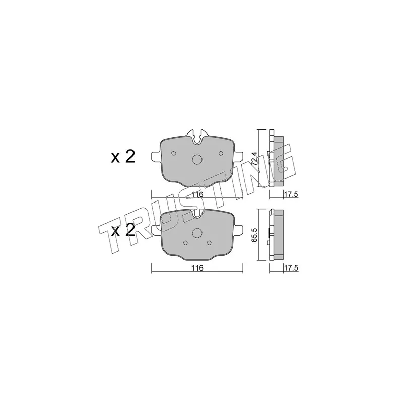 Jeu de 4 plaquettes de frein arrière TRUSTING 939.0 - Visuel 1