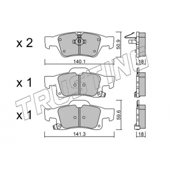 Jeu de 4 plaquettes de frein arrière TRUSTING OEM 68052387AA