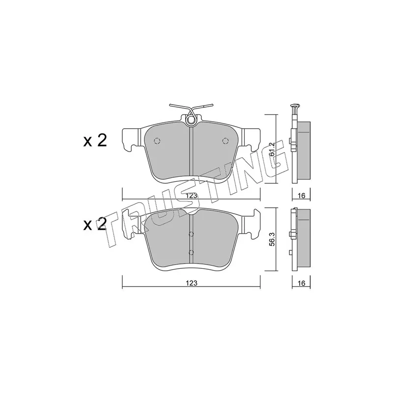 Jeu de 4 plaquettes de frein arrière TRUSTING 967.0 - Visuel 1