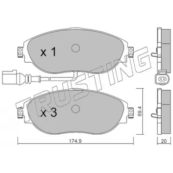 Jeu de 4 plaquettes de frein avant TRUSTING OEM 3Q0698151E